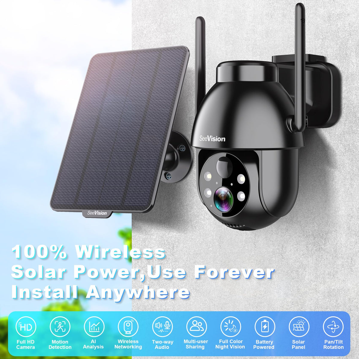 2K PTZ Wireless Security Camera with Spotlight C847510