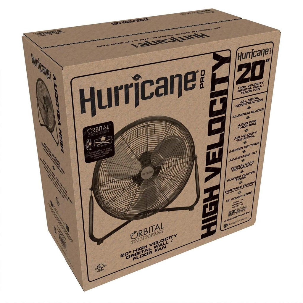 High Velocity Metal Orbital Floor Fan, 3 Speeds, Black, 20in J693729