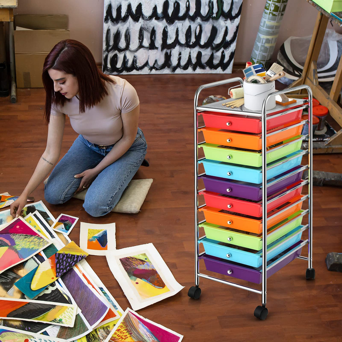 10 Drawer Rolling Storage Cart with Wheels G167