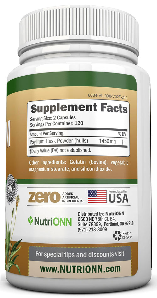 1450mg 240 Capsules Psyllium Husk Fiber Supplement K1493