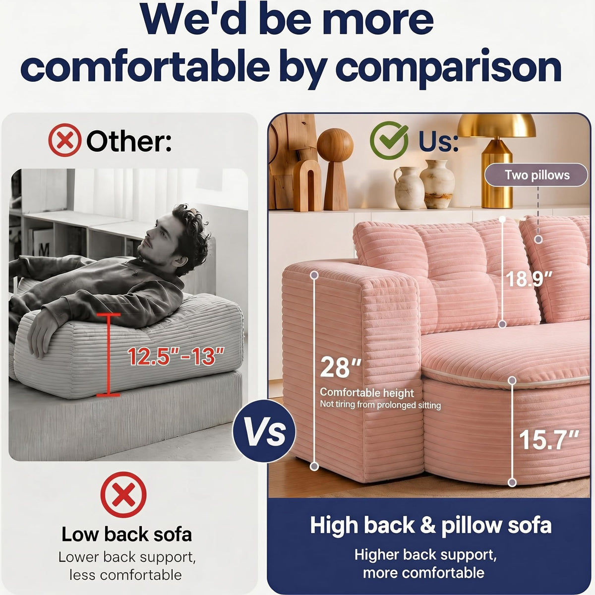 78.7" Pink Memory Foam Futon Sofa Bed S248008