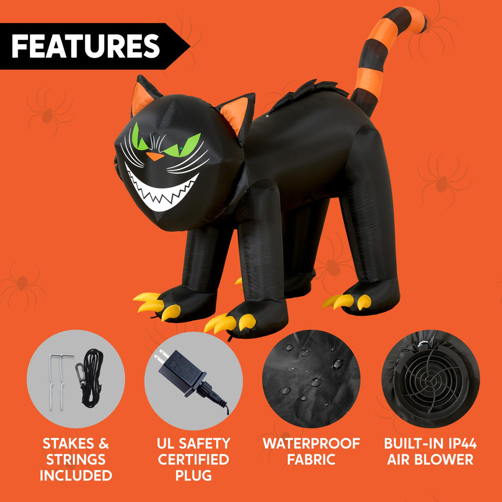 7 ft Black Cat Inflatable with LED Lights W44180