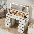 46" White Makeup Vanity Desk with Mirror and Lights S707428
