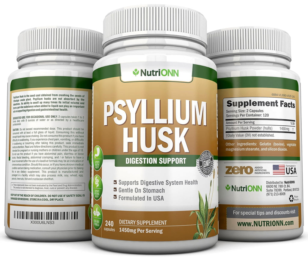 1450mg 240 Capsules Psyllium Husk Fiber Supplement K1493