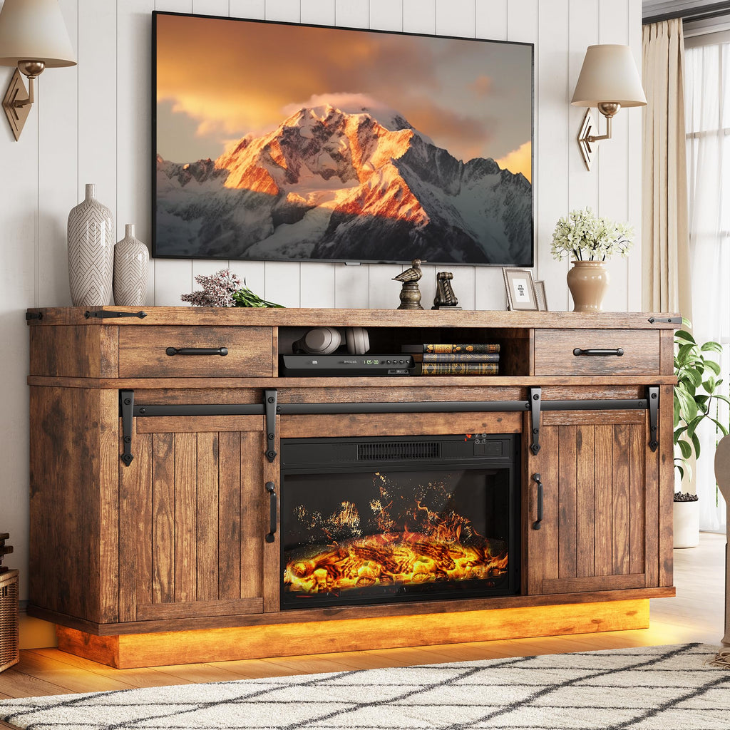 58" Electric Fireplace TV Stand with 2 Storage Drawers N9204