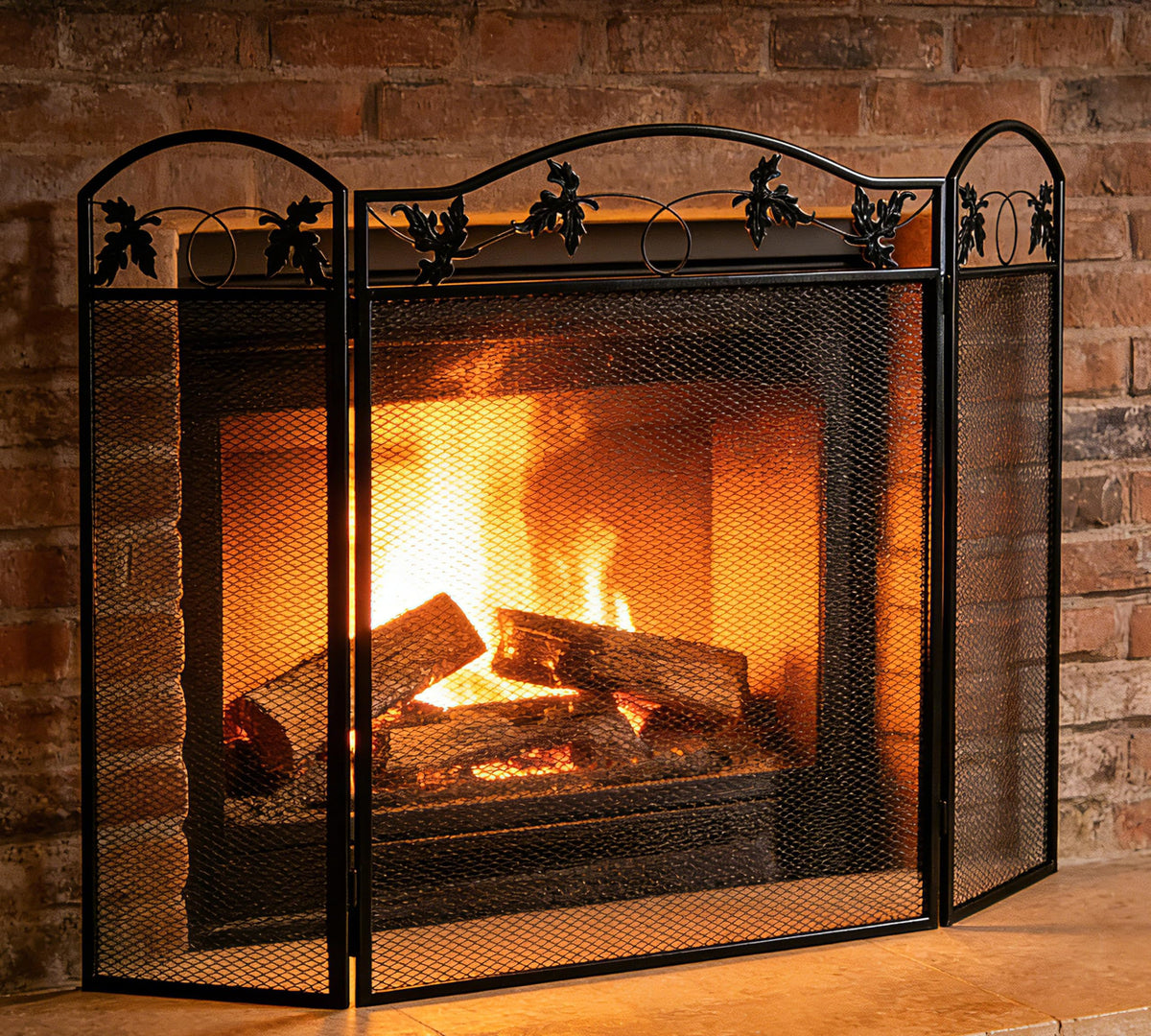 Black Steel Fireplace Screen M8420