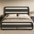 Full Size Metal Bed Frame with Wooden Headboard D71197