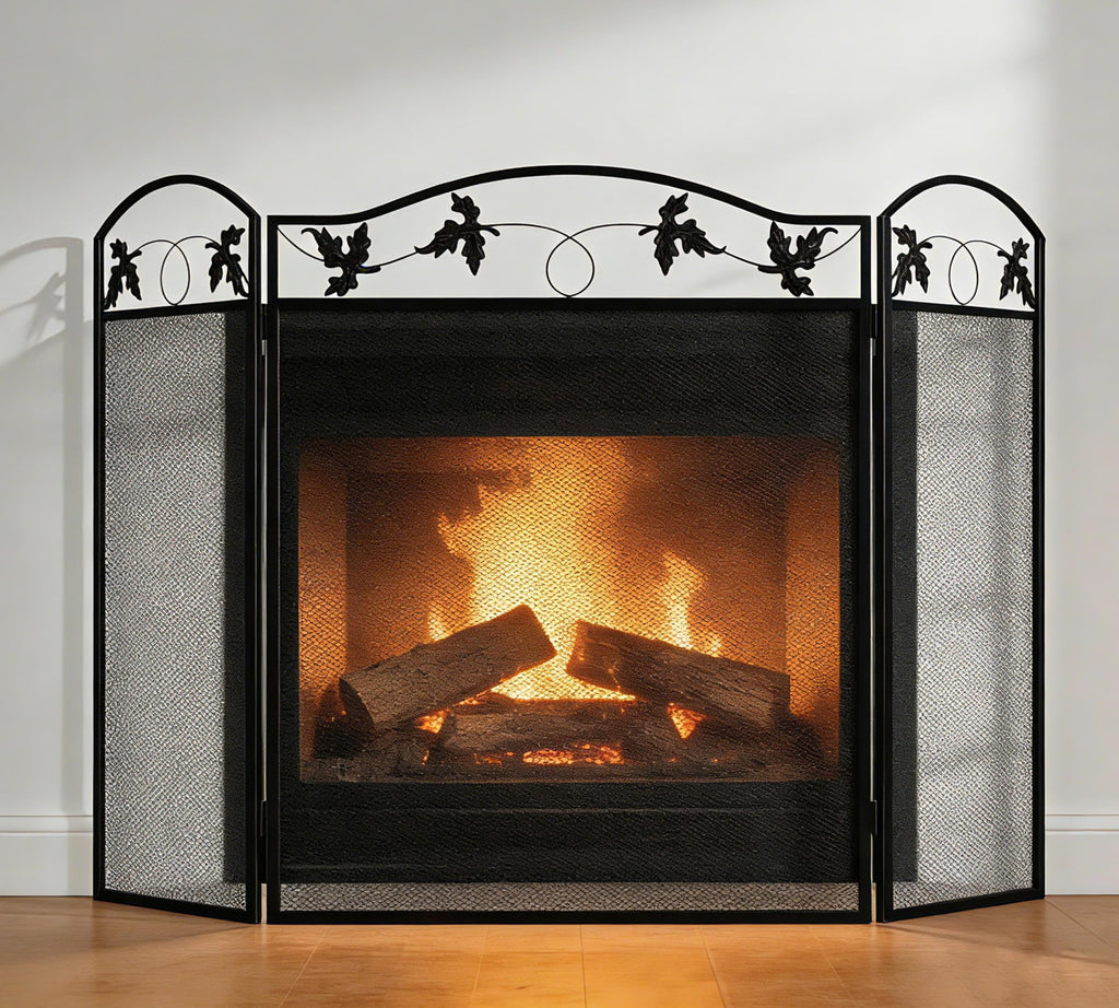 Black Steel Fireplace Screen M8420
