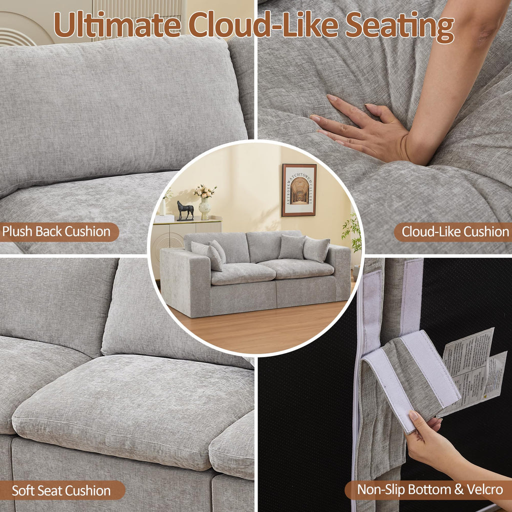 Light Grey Chenille Modular Sectional Sofa K6097