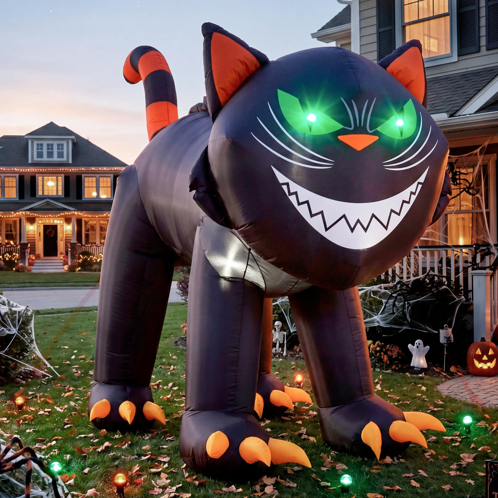 7 ft Black Cat Inflatable with LED Lights W44180