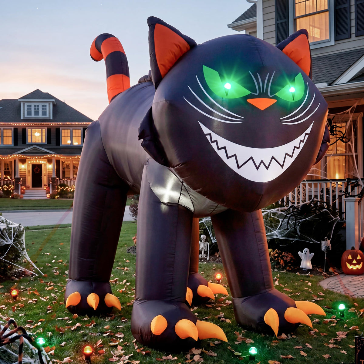 7 ft Black Cat Inflatable with LED Lights W44180