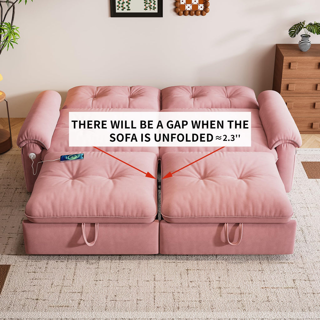 Queen Size Pink Sofa Bed with Pull Out Bed X641