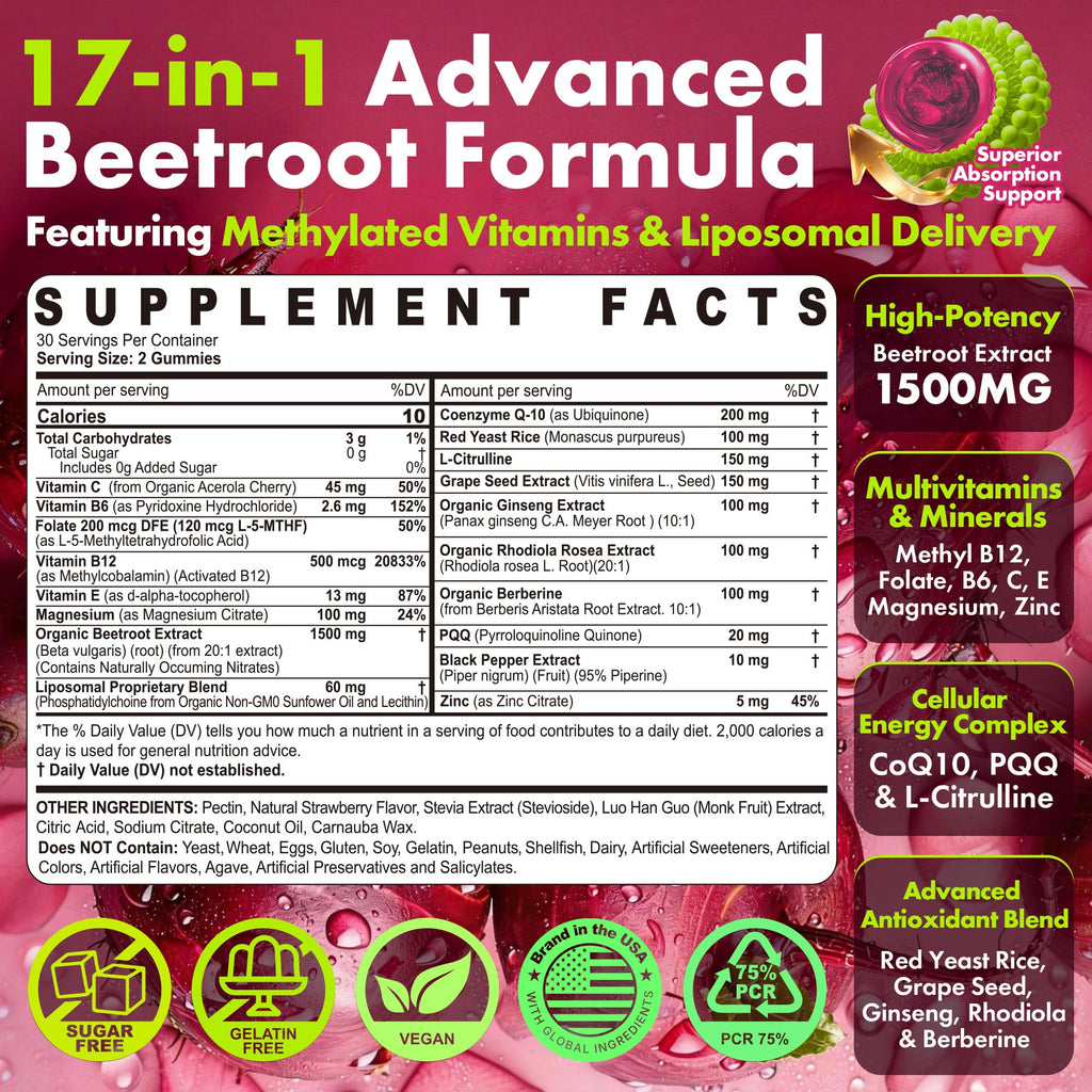 Beet Root Gummies 1500mg Pack of 2 E59736