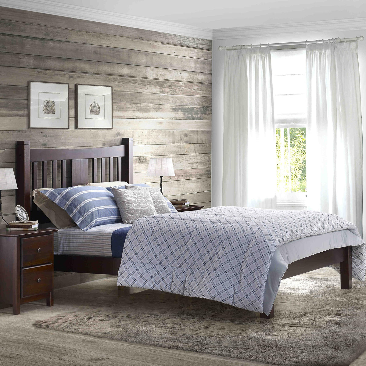 King Size Cherry Solid Wood Platform Bed U717937