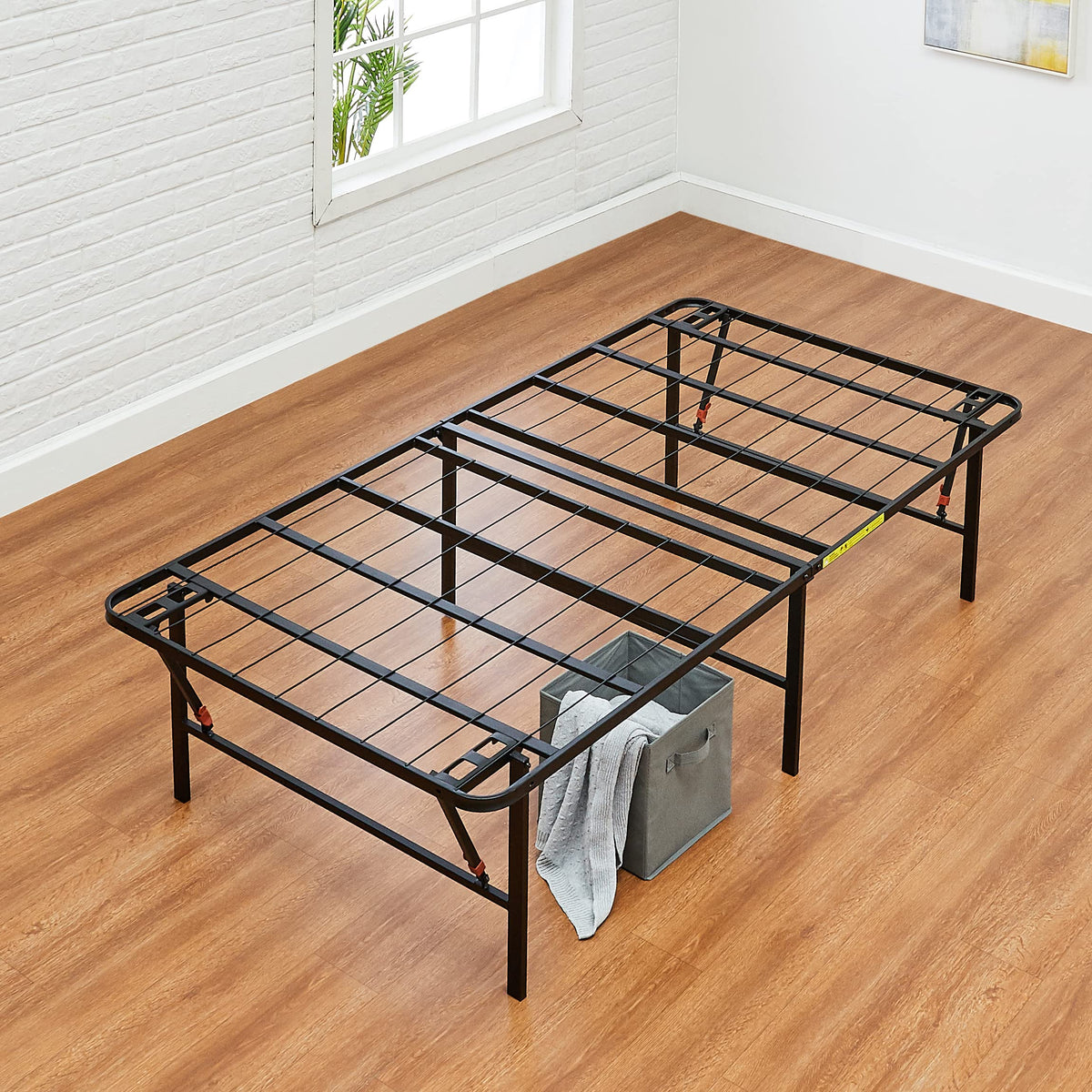 Foldable Metal Platform Bed Frame, 18 Inches High, Twin Size, Black J3851