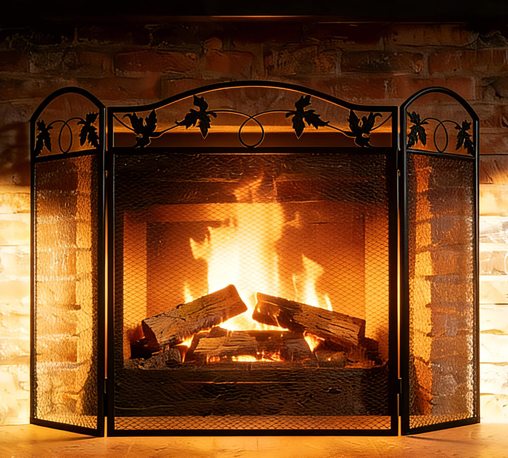 Black Steel Fireplace Screen M8420