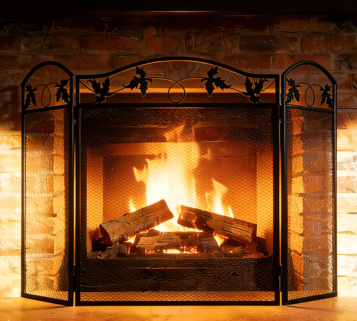 Black Steel Fireplace Screen M8420
