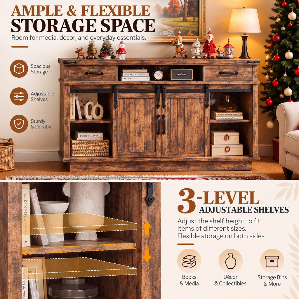 58" Electric Fireplace TV Stand with 2 Storage Drawers N9204